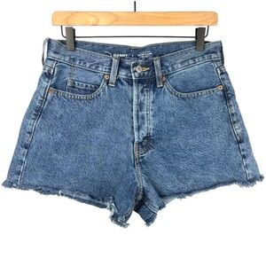 Old Navy Sky-Hi-A-Line Blue Jean Shorts Vintage Cut-Off Style Sz 8 Highest Rise
